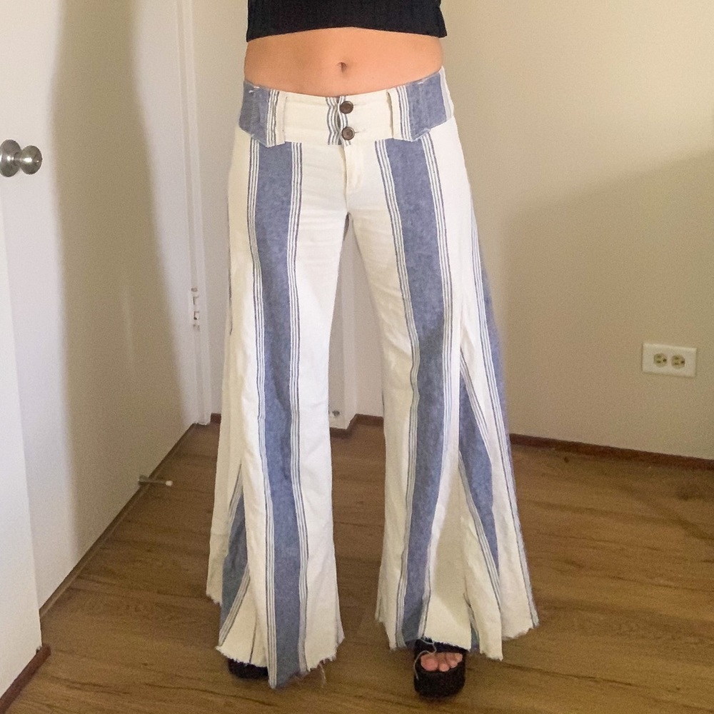 Free People Striped Flare Jeans